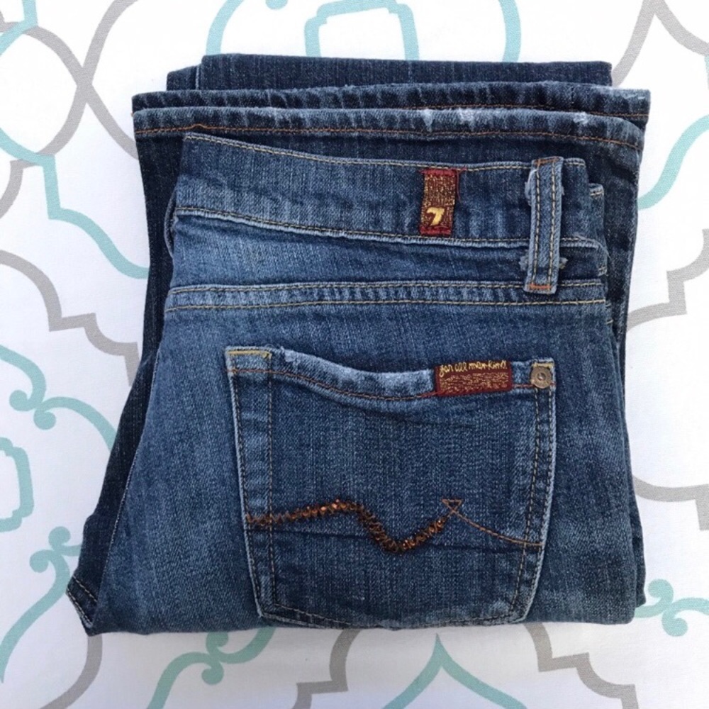 ๐๐CUTE 7FAM Bootcut BLING! 27 3/4 30โ BROKEN ZIP - Picture 8 of 8